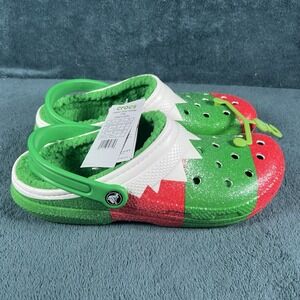 Crocs Classic‎ Lined Holiday Christmas Elf Fur Lined Clogs Shoes Size M8/W10 New